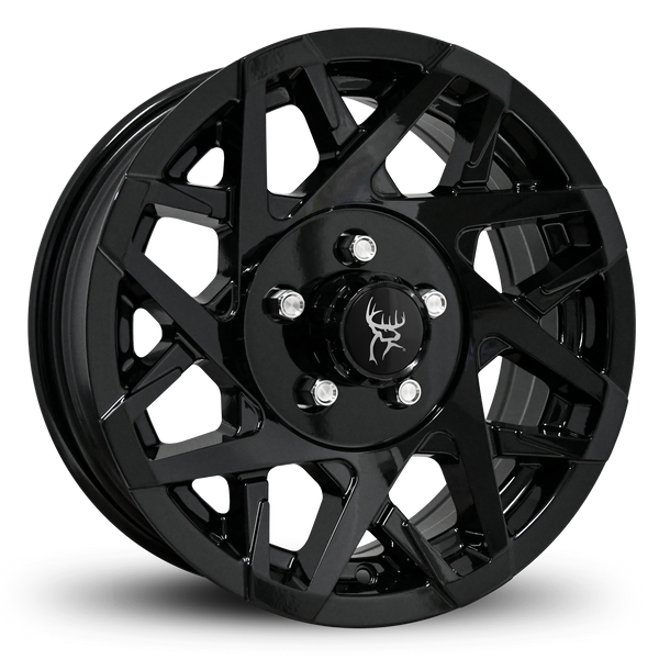 Custom Trailer Wheels in 15x6.0 Inch All Gloss Black by Buck Commander Trailer Wheels for All Trailer Types in Pattern 5-Lug 5x4.50 / 5x114.3