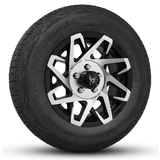 14x5.5 Gloss Black Machined Face Buck Commander Trailer Wheels Ready Mount Wheel & Tire Packages for All Types of Trailers in Pattern 5-Lug 5x4.50 / 5x114.3
