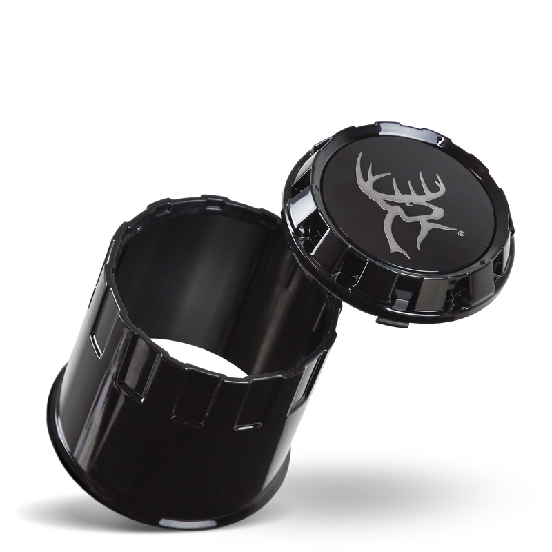 Buck Commander Wheels Replacement Trailer Wheel Center Caps & Logos for 6 lug Rims in Gloss Black for 6x5.50 / 6x139.7 Featuring Removable End to Service your Hubs