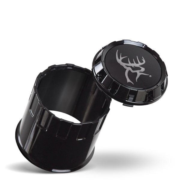 Buck Commander® Push Through ABS Plastic Trailer Wheel Center Caps With Removable Top for Hub Service Access for 6 lug Wheel Rims	