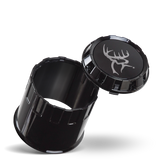 Buck Commander Wheels Replacement Trailer Wheel Center Caps & Logos for 8 lug Rims in Gloss Black for 8x6.50 / 8x165 Featuring Removable End to Service your Hubs
