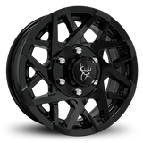 16x6.0 All Gloss Black Buck Commander Trailer Wheels Ready Mount Wheel & Tire Packages for All Types of Trailers in Pattern 6-Lug 6x5.50 / 6x139.7	
