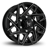Custom Trailer Wheels in 15x6.0 Inch Gloss Black Milled Edges by Buck Commander Trailer Wheels for All Trailer Types in Pattern 6-Lug 6x5.50 / 6x139.7