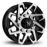 Custom Trailer Wheels in 16x6.0 Inch Gloss Black Machined Face by Buck Commander Trailer Wheels for All Trailer Types in Pattern 8-Lug 8x6.50 / 8x165