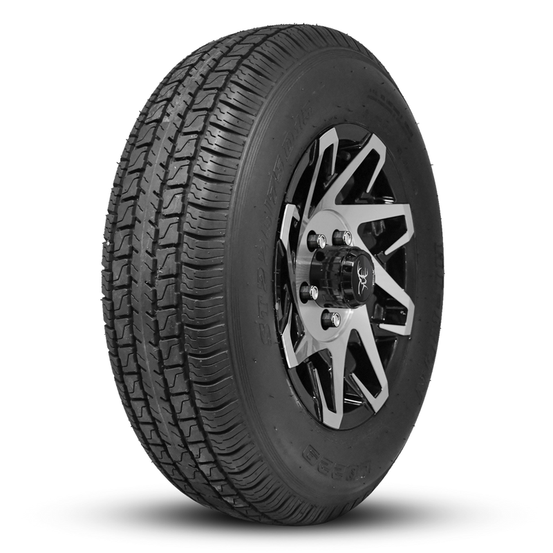Buck Commander Trailer ReadyMount Wheel & Tire Assembly | BIAS Ply | Canyon - Gloss Black Machined Face | 6 lug