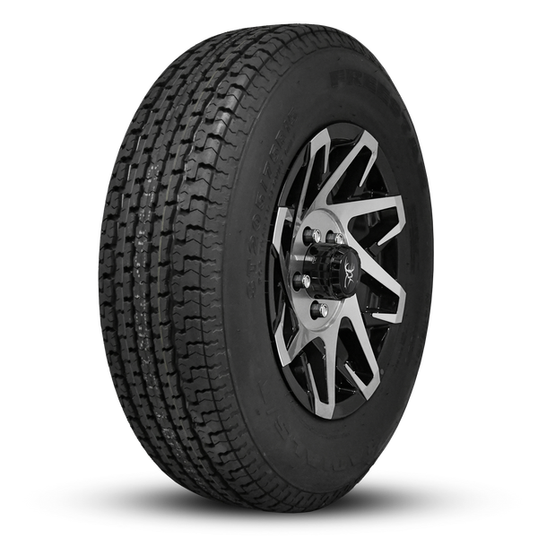 Buck Commander Trailer ReadyMount Wheel & Tire Assembly | Free Star Radial | Canyon - Gloss Black Machined Face | 8 lug