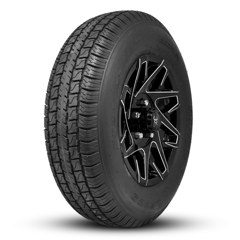 Buck Commander Trailer ReadyMount Wheel & Tire Assembly | BIAS Ply | Canyon - Gloss Black Milled Edges | 8 lug