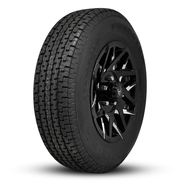 Buck Commander Trailer ReadyMount Wheel & Tire Assembly | Free Star Radial | Canyon - Gloss Black Milled Face | 8 lug