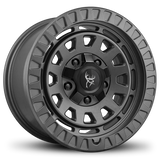 17x9.0 All Satin Grey / Gray Overland Style VENTURE by Buck Commander® Wheels in 5x114.3, 5x120, 5x127, 5x139.7, & 5x150 for JEEP Wrangler, Gladiator, Honda Pilot, Ridgeline, Land Rover Defender, Lexus GX, Toyota RAV-4, & Tundra.