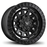 17x9.0 All Satin Black Overland Style VENTURE by Buck Commander® Wheels in 8x165, 8x170, & 8x180 for Chevy Silverado 2500, 3500, & Ford F-250, F-350, Super Duty, & RAM 2500, 3500.