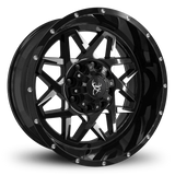 20x10.0 CALIBER 8-Spoke Directional Off-Road Wheel Rim by Buck Commander® Wheel Rims in Gloss Black with Milled Face for Off-Road for 8-Lug Chevy 2500, GMC 2500, FORD F250 F350 Super Duty Trucks & SUV's