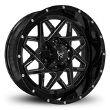 20x10.0 CALIBER 8-Spoke Directional Off-Road Wheel Rim by Buck Commander® Wheel Rims in Gloss Black with Milled Edges for Off-Road for 6-Lug Chevy, Ford, GMC, RAM, & Toyota Trucks & SUV's