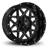 20x10.0 CALIBER 8-Spoke Directional Off-Road Wheel Rim by Buck Commander® Wheel Rims in Gloss Black with Milled Edges for Off-Road for 5 Lug JEEP Wrangler, Gladiator, & RAM 1500 Trucks & SUV's