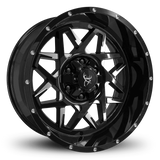 20x10.0 CALIBER 8-Spoke Directional Off-Road Wheel Rim by Buck Commander® Wheel Rims in Gloss Black with Milled Face for Off-Road for 6-Lug Chevy, Ford, GMC, RAM, & Toyota Trucks & SUV's