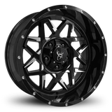 20x10.0 CALIBER 8-Spoke Directional Off-Road Wheel Rim by Buck Commander® Wheel Rims in Gloss Black with Milled Face for Off-Road for 5 Lug JEEP Wrangler, Gladiator, & RAM 1500 Trucks & SUV's