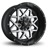 20x10.0 GRIDLOCK 8-Spoke Directional Off-Road Wheel Rim by Buck Commander® Wheels in Satin Black Machined Face for Off-Road for 5-Lug for 5x139.7 Dodge RAM 1500 & 5x127 Jeep Wrangler Gladiator