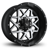 20x10.0 GRIDLOCK 8-Spoke Directional Off-Road Wheel Rim by Buck Commander® Wheels in Satin Black Machined Face for Off-Road for 6-Lug Chevy, Ford, GMC, RAM, & Toyota Trucks & SUV's