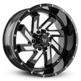 20x10.0 SAW 8-Spoke Twisted Directional Blade Style Off-Road Rim by Buck Commander® Wheels in Gloss Black with Milled Face for Off-Road for 5 Lug JEEP Wrangler, Gladiator, & RAM 1500 Trucks & SUV’s