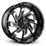 20x10.0 SAW 8-Spoke Twisted Directional Blade Style Off-Road Rim by Buck Commander® Wheels in Satin Black Machined Face for Off-Road for 5 Lug JEEP Wrangler, Gladiator, & RAM 1500 Trucks & SUV’s