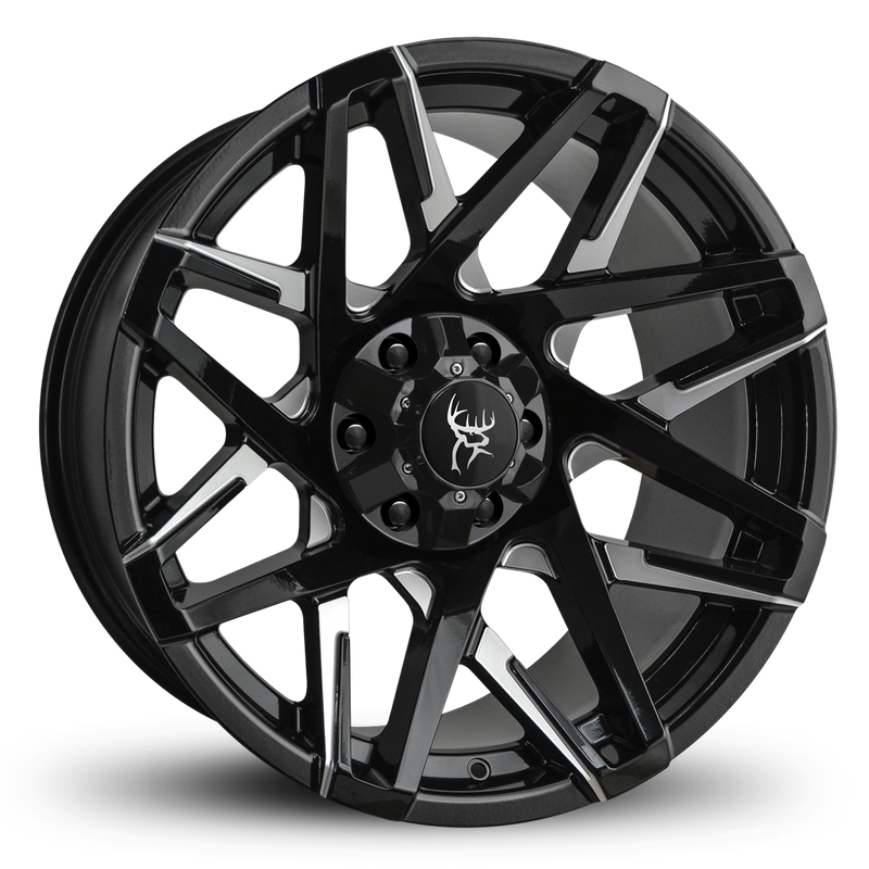 20x9.0 & 20x10.0 CANYON 8-Spoke Directional Off-Road Wheel Rim by Buck Commander® Wheels in Gloss Black with Milled Face for Off-Road for 6-Lug Chevy, Ford, GMC, RAM, & Toyota Trucks & SUV's
