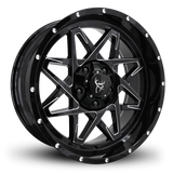 20x9.0 CALIBER 8-Spoke Directional Off-Road Wheel Rim by Buck Commander® Wheel Rims in Gloss Black with Milled Edges for Off-Road for 5 Lug JEEP Wrangler, Gladiator, & RAM 1500 Trucks & SUV's