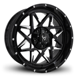 20x9.0 CALIBER 8-Spoke Directional Off-Road Wheel Rim by Buck Commander® Wheel Rims in Gloss Black with Milled Face for Off-Road for 5 Lug JEEP Wrangler, Gladiator, & RAM 1500 Trucks & SUV's
