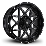 20x9.0 CALIBER 8-Spoke Directional Off-Road Wheel Rim by Buck Commander® Wheel Rims in Gloss Black with Milled Edges for Off-Road for 6-Lug Chevy, Ford, GMC, RAM, & Toyota Trucks & SUV's