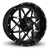 20x9.0 CALIBER 8-Spoke Directional Off-Road Wheel Rim by Buck Commander® Wheel Rims in Gloss Black with Milled Face for Off-Road for 6-Lug Chevy, Ford, GMC, RAM, & Toyota Trucks & SUV's