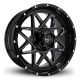 20x9.0 CALIBER 8-Spoke Directional Off-Road Wheel Rim by Buck Commander® Wheel Rims in Gloss Black with Milled Edges for Off-Road for 6-Lug Chevy, Ford, GMC, RAM, & Toyota Trucks & SUV's