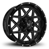 20x9.0 GRIDLOCK 8-Spoke Directional Off-Road Wheel Rim by Buck Commander® Wheels in Gloss Black Milled Edges for Off-Road for 6-Lug Chevy, Ford, GMC, RAM, & Toyota Trucks & SUV's