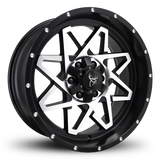 20x9.0 GRIDLOCK 8-Spoke Directional Off-Road Wheel Rim by Buck Commander® Wheels in Satin Black Machined Face for Off-Road for 6-Lug Chevy, Ford, GMC, RAM, & Toyota Trucks & SUV's