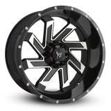 22x10.0 SAW 8-Spoke Twisted Directional Blade Style Off-Road Rim by Buck Commander® Wheels in Satin Black Machined Face for Off-Road for 6-Lug Chevy Silverado, Ford F-150, GMC Sierra, RAM 1500, & Toyota Trucks & SUV's