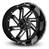 22x10.0 SAW 8-Spoke Twisted Directional Blade Style Off-Road Rim by Buck Commander® Wheels in Gloss Black with Milled Face for Off-Road for 8-Lug Chevy Silverado 2500, 3500 & GMC Sierra 2500, 3500